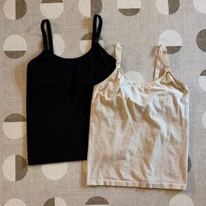 2x Kindred Bravely Sublime Bamboo Maternity & Nursing Camis, M - Black, Oat